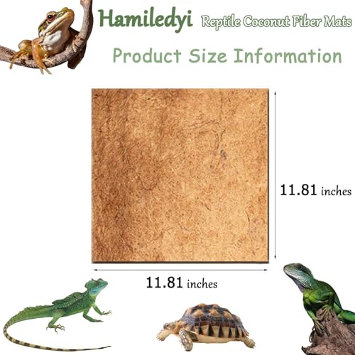 Hamiledyi Reptile Carpet Natural Coconut Fiber Tortoise Carpet Mats for Pet Terrarium Liner Reptile Supplies for Lizard Snake Chameleon Turtle Bedding Bunny Rabbit Mat (15 x Sheets) - size: 15 Packs/11.8 x 11.8 Inch
