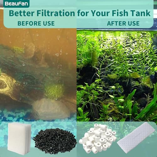 2 Aquarium Filter Media Kits Compatible with Fluval C3 (50 Gal) Aquarium Power Filter, Includes 4 Sponge Pads, 4 Tarpaulins, 4 Activated Carbons, 1 Pack Ceramic Ring - size: C3 Series
