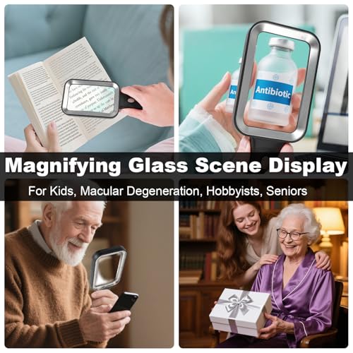 10X Magnifying Glass with Light, Rechargeable Magnifier with 3 Color Modes, Lighted Magnifying Glass Handheld for Seniors Reading Low Vision, Inspection, Close Work - style: 10X Magnifier with LIght