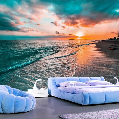 FENDROM Tropical Ocean Sunset Landscape Tapestry Wall Hanging,Sea Beach Gloden Sunshine Waves Tapestries Wall Blanket Wall Art for Dorm Living Room College Bedroom - color: Sunset, size: 59"L x 39"W