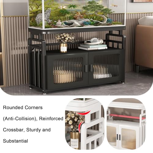 Fish Tank Stand, Freestanding Reptile Terrarium Stand, Metal Iron Shelf Fish Shelf with Non-Slid Mat for Living Room(White,46X26X75CM) - color: White, size: 46X26X75CM