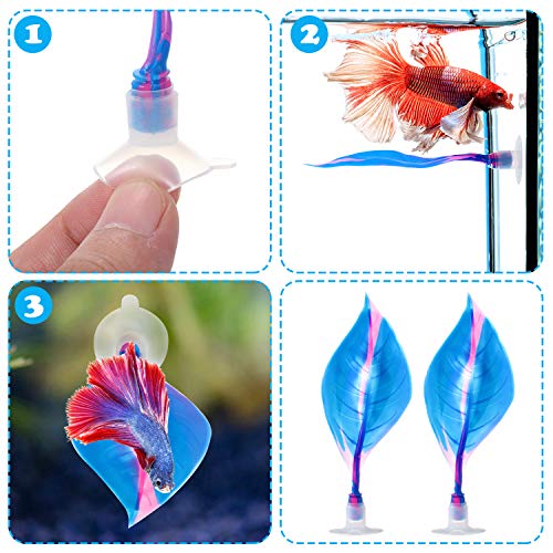 WILLBOND 2 Pcs Blue Silicone Betta Fish Bed Leaf Hammock Betta Fish Tank Accessories Decorations for Aquarium Ornaments, Practical Resting Spot, Comfortable and Safe - color: Blue