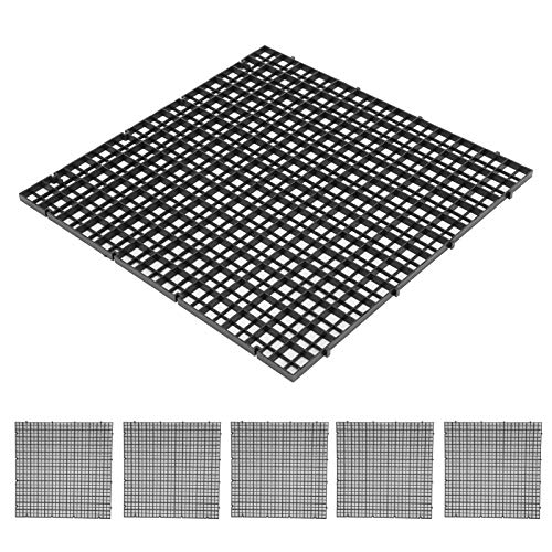 GOWENIC 6Pcs Aquarium Grid Plate, Fish Tank Bottom Isolation Filter Divider, Crate Cutting Splicing Panel for Breeding Livebearers Reptile (30 * 30CM) - color: Black