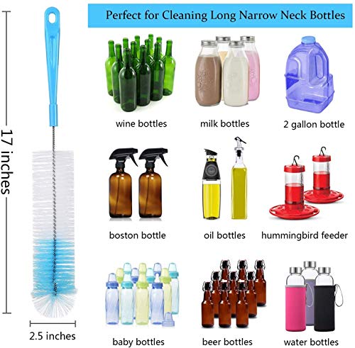 ALINK 8-Pack Bottle Cleaning Brush Set - Long Handle Bottle Cleaner for Washing Narrow Wine/Beer Bottle, Thermos, Hummingbird Feeder, Sport Well, Plus Kettle/Straw Brush