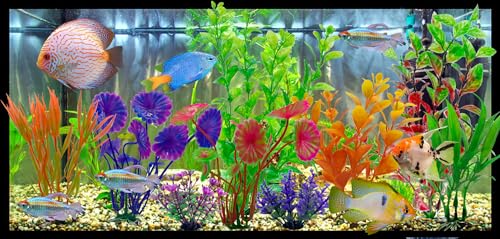 Plastic Aquarium Plants Decoration Accessories, Artificial Fish Tank Decor Plant 10 PCS