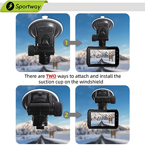 Sportway S40 Dash Cam Suction Mount (3rd Gen) with10pcs 360 Rotating Joints Compatible for Rexing, Old Shark, Yi, TOGUARD, Compark, Kingslim, Crosstour and Most Dash Cameras, DVR, GPS