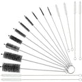 Reusable Straw Cleaning Brushes Bottle Test Tube Long Straw Cleaning Brush Nylon Washing Tool Reusable Bottle Brush in Different Size(White-Black,16 Pieces)