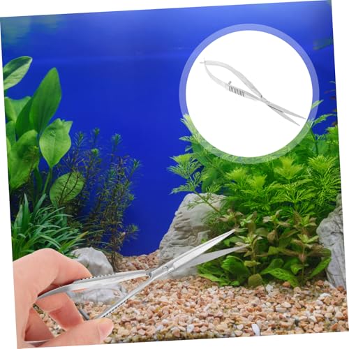 POPETPOP Stainless Steel Aquarium Scissors Portable Spring Clipper for Aquascaping Professional Plant Pruning Tool for Fish Tank Maintenance