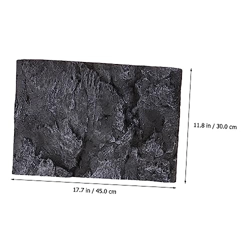Kisangel PU Material 3D Stone Background Board for Reptile Tank Decoration Realistic Turtle Aquarium Backdrop Sturdy Reptile Habitat Accessory Easy to Install - color: Black