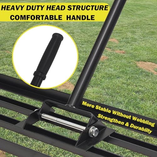 30"x10" Lawn Leveling Rake - High Carbon Steel Yard Lawn Leveler Tool with Adjustable Long Handle | Multi-Surface Levelawn Tool for Soil, Grass, Golf Course, Garden & Farm Care - style: 30"x10"