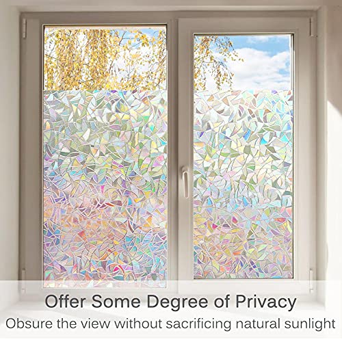 Volcanics Window Privacy Film with Installation Tools, Static Window Clings Vinyl 3D Decals Stickers Rainbow Window Film for Glass Door Heat Control Anti UV 17.5 x 78.7 Inches - color: Multicolor, size: 17.5" X 78.7"