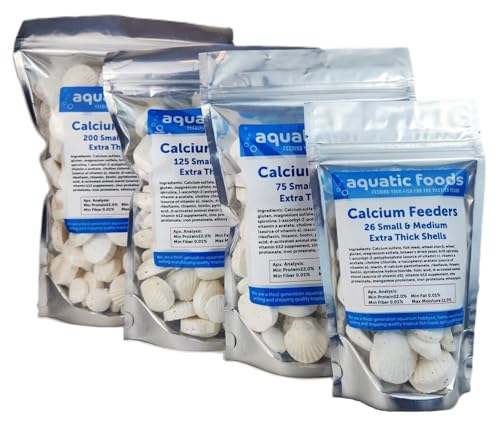 Calcium Feeder Small & Medium Shells. Extra Thick Shells for Shrimp, Snails, Crabs, Crayfish, Hermit Crabs and All Tropical Fish. 4oz …26 Count Bag