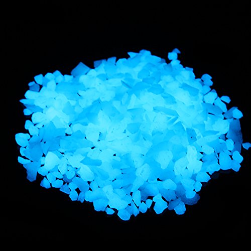 Shiny Stone Glow in The Dark Aquarium Gravel Sand, Sky Blue, 5-8mm | Neon, 305g/0.67lbs, Decorative Rocks for Fish Tank, Fairy Garden, Home Decor - color: Sky Blue, size: 5-8mm