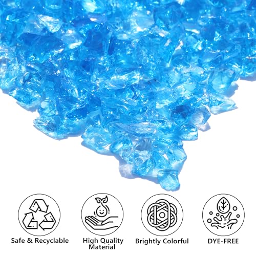 QYGL Crushed Glass - 2.1LB Ocean Blue Broken Glass Pieces 3-6mm, for Resin Art, DIY Crafts, Home Decor, Vase Fillers, Tabletop Fire Pit, and Aquarium Rocks - color: Ocean Blue