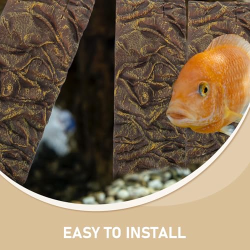 Cabilock Reptile Tank Background Board Turtle Habitat Decorative 3D Aquarium Decorative Waterproof Corrosion-Resistant Bark Texture Panel for Terrarium Fish Tank