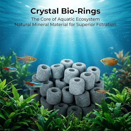 Sukh Ceramic Rings for Aquarium Filter – 1.6cm Porous Bio Media, 15oz Fish Tank Filtration Replacement for 20–55 Gallon Canister & Pond Systems, Includes 2 Media Bags for Freshwater Saltwater Setup - color: Black, size: 15oz