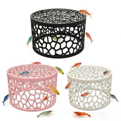 3Pcs Shrimp Dome Hide, Shrimp Hides for Aquarium, Betta Fish Hideout, Betta Habitat Tank Ornament Accessories, Aquarium Decor for Small Fish Guppy Hiding Resting (Black ，Pink, White)