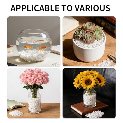 Natural Agate Aquarium Gravel, Fish Tank Rocks and Pebbles, Suitable for Indoor Plants, Colorful Crushed Stones can be Used for Succulent Plant Decoration, vase Filling, DIY Crafts (White) - color: White