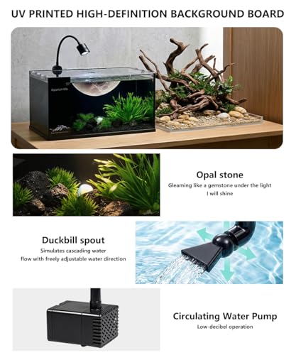 Fish Tank Kit,3.5 Gallon Small Aquarium,Ultra-Clear Nano Aquarium,Betta Fish Tank,Suitable for Small Fish Tank,Aquarium Starter kit,Desktop Fish Tank (Planet Background) - color: Planet background