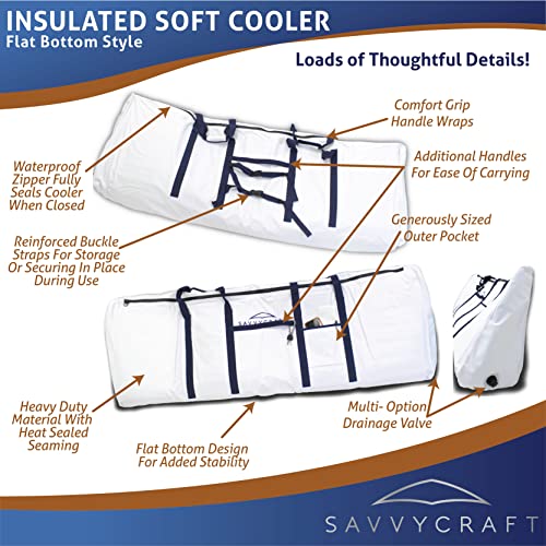 Savvycraft Waterproof Leakproof Insulated Fish Kill Bag, Heavy Duty Soft Fish Storage Bag with Easy Grip Handles, White 60" L x 12" W x 22" H - style: Flat Bottom: 60"l X 12"w X 22"h