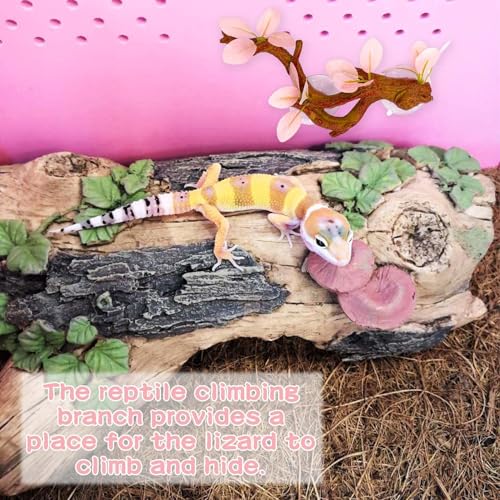kathson 2 PCS Reptile Corner Branch, Lizard Climb Branches Decor Terrarium Plant Decoration with Suction Cup Reptile Tank Plant Ornament for Bearded Dragons Gecko Snake Spider Frog (Pink) - color: Pink