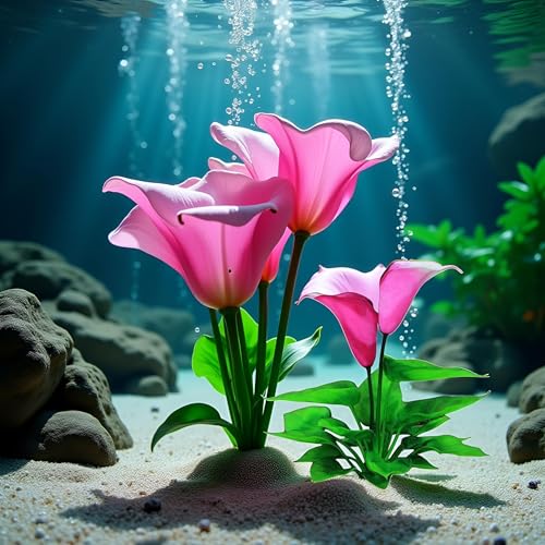 Flower Aquarium Decoration Artificial Aquatic Plant Waterweed Craft Silk Plastic Plants,Artificial Fish Tank Decorations,Used for Household and Office Simulation Hydroponic,Aquarium Plants