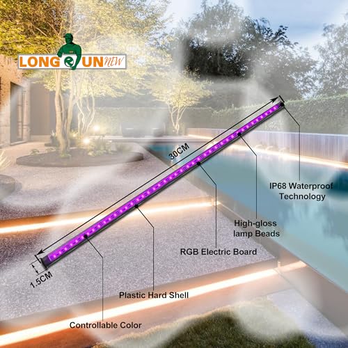 Gepas LONGRUNNEW Replacement 11.8'' LED Light Strip Color Changing for Waterfall Spillway Pool Fountain with Adapter, Remote Control Designed - size: 12 INCH