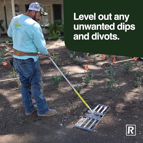 Rocklin™ Lawn Leveling Rake | Stainless Steel | 30" x 10" Ground Plate | 78" Extra Long Handle for Yard for Dad, Husband & Men - size: 30 Inches