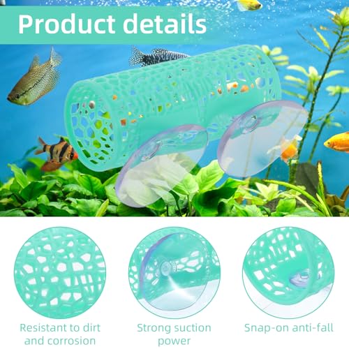 Green Betta Tunnel, Betta Cave with Suction Cups, Plastic Bettas Tank Accessories, Safe Aquarium Decor for Small Fish & Shrimp, Small Fish Toys Hideout Play Area - color: Green