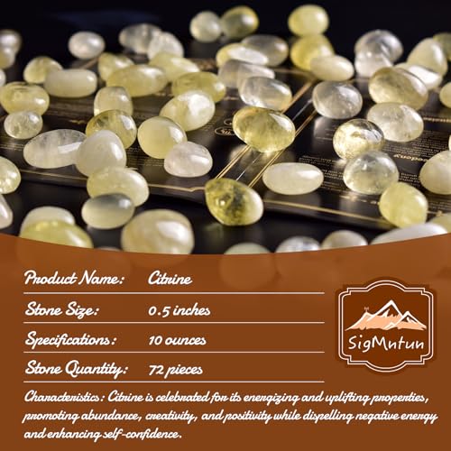 Polished Citrine Crystals Quartz - 72 Pcs, 0.5" 10 oz Handpicked Tumbled Gemstones Rocks Jasper, Pebbles for Reiki, Chakra, Healing and Decoration - color: Citrine, size: 0.5"