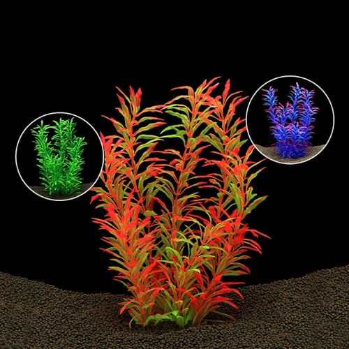 2 pcs Aquarium Decor Plastic Plants Extra Large 21 Inches Artificial Fish Tank Plants Tall Fish Tank Decorations Artificial Green Water Plants (Wine) - color: Wine