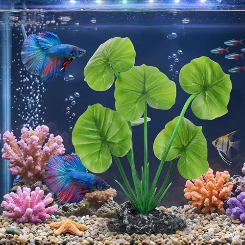 2 Pack Aquarium Silk Aquarium Plants, Artificial Plastic Plant for Small Tank, Goldfish, Fish Hides (6 Inch)