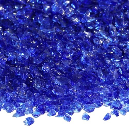 QYGL Crushed Glass for Resin Art, DIY Crafts, and Home Decor - 0.9LB Cobalt Blue Broken Glass Pieces 3-6mm, for Vase Fillers, Tabletop Fire Pit, and Aquarium Rocks - color: Cobalt Blue