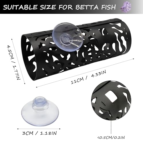 Betta Fish Hammock Hideout Aquarium Cave, Black Metal Hollow Cylinder Tunnel for Betta Resting Spot, Floating Betta Log Alternative, Shrimp Cave, Bettas Enrichment Toys Fish Tank Accessories - color: Fish Hammock - a