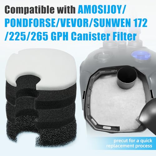 AQUANEAT 16 pcs Replacement Canister Filter Pads Compatible with AMOSIJOY/PONDFORSE 172/225/265GPH Aquarium Filter Media Generic Floss - size: 16 pcs