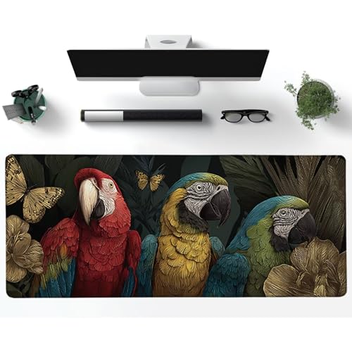 Bird Mouse Pad, Butterfly Gaming Mouse Pad 48x24in, Stitched Edges Large Desk Mat, Office Desk Accessories, Mousepad with Non-Slip Rubber Base, Large Gaming Keyboard Mat, for PC, Office Desktop B-3861 - color: Bird10, size: 48x24in