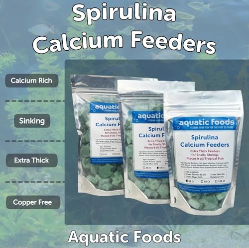 Spirulina Enriched Calcium Feeders for Shrimp, Snails, Crabs, Crayfish, Pleco, Catfish, All Tropical Fish…25 Count Bag