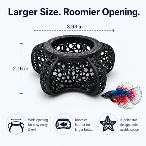 Aquarium Hideout Decor House, Fish Tank Ornament for Small Fish & Shrimp, Floating Cave Decoration for Aquariums(Black)