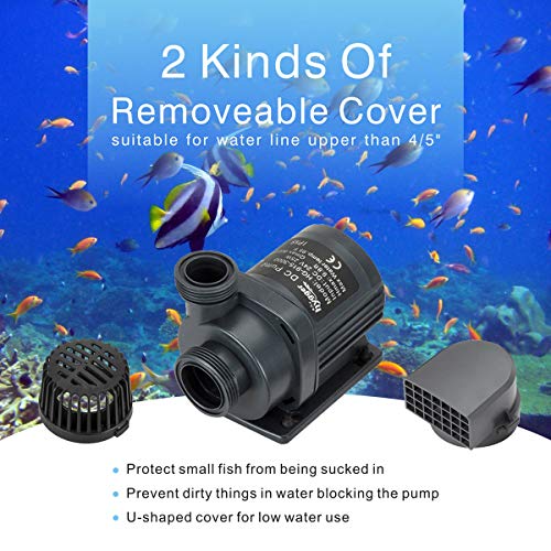 Hygger 1720GPH Quiet Submersible and External 24V Water Pump, with Controller (30%-100% Settings), Powerful Return Pump for Fish Tanks, Aquariums, Ponds, Fountains, Sump, Hydroponics (55W, 14.8ft) - color: 55w, 1720gph, 14.8ft