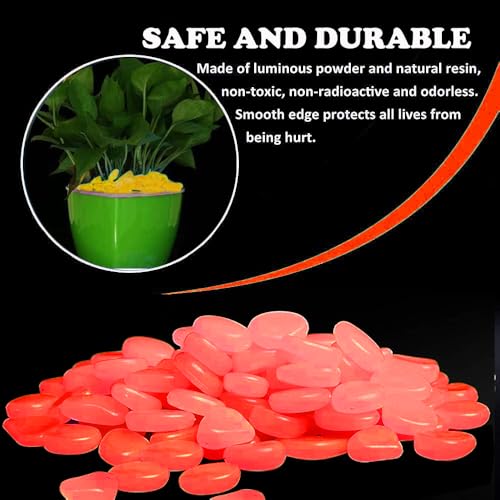 Glow in The Dark Rocks Pebbles - 100pcs Fish Tank Aquarium Decoration Stones Small Luminous Pebbles for Lawn Patio Garden Indoor Outdoor Vase Decor and DIY Ideas, Powered by Light or Solar, Pink - color: Pink, size: 100pcs