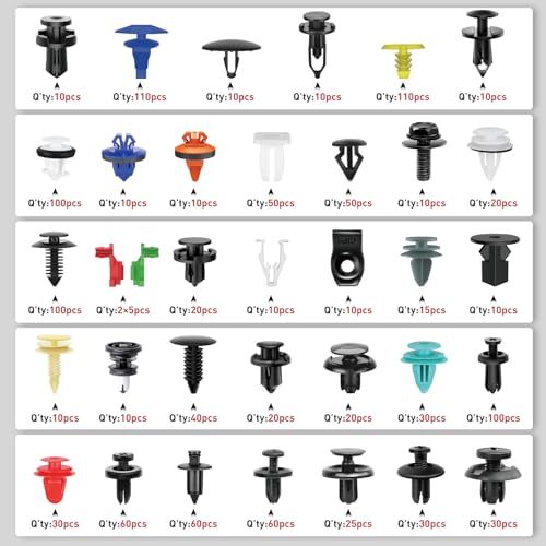 Nilight 1125Pcs Car Push Retainer Clips Auto Fasteners Kit Included 34 Most Popular Sizes Nylon Bumper Fender Rivets with 5 Fasteners Remover 10 Cable Ties for Toyota GM Ford Honda Chevy - color: 1125Pcs