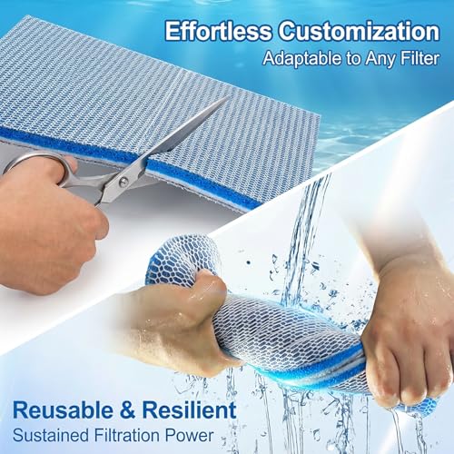 MAQIHAN 2PCS Aquarium Filter Pad - 8-Layer Aquarium Filter Media & Aquarium Filter Floss, Cut to Fit Sponge Foam Pad for Fish Tank, Canister Filter Pads, Pond Filter Media Replacement