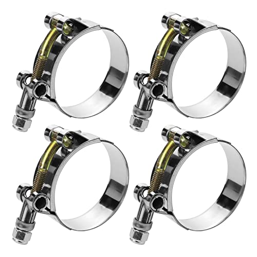 4 Pack 1" T-Bolt Hose Clamps, 304 Stainless Steel Turbo Intake Clamp, Working Range 1.26"-1.46"(32mm-37mm) for 1" I.D. Hose with 5mm Wall Thickness - size: 1" hose clamp 32mm-37mm (1.26"-1.45")