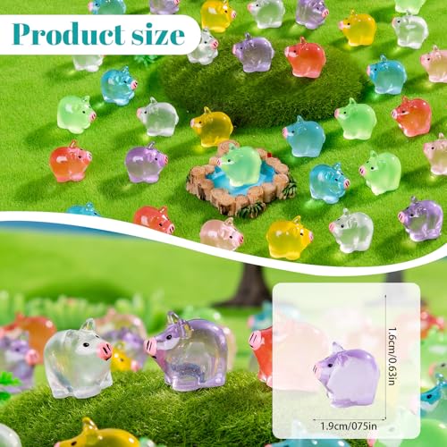 70 Pcs Mini Resin Pig Figurine Bulk Mini Pig Figurine Cake Decorations Cute Miniature Resin Sculpture Ornament Micro Landscape Office Garden Desk Party Tabletop Decor - color: Pig-70p