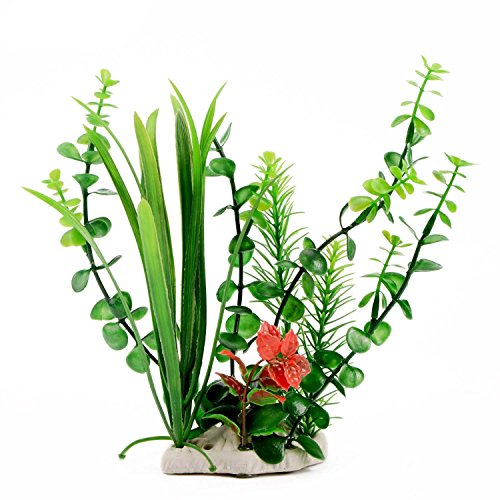 CNZ Aquarium Decor Fish Tank Decoration Ornament Artificial Plastic Plant Green 9" Tall