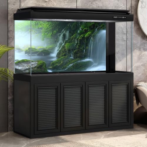 Cascading Waterfall Aquarium Background Majestic Tranquil Stream Mossy Rocks Fish Tank Background Scenic Foggy Misty Forest Scene Terrarium Backgrounds Natural Falls Reptile Tank Backgrounds 48x24in - color: Foggy Green, size: 48(W)x24(H)in