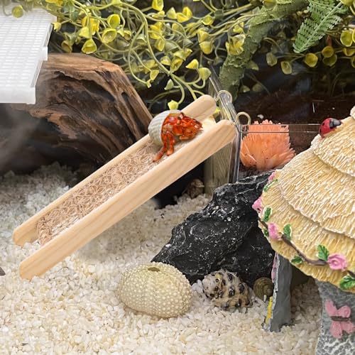 CHALEEMANG Hermit Crab Toys - Seagrass Hammocks and Ladder Bridges Set With Small Brush - Aquarium Accessories and Decorations for Tanks