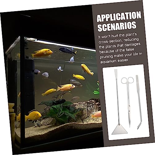 1 Set Stainless Aquarium Tool Set Multi Function Scissors Scraper Shovel for Precision Aquascaping Durable Resistant Stainless Steel for Delicate Water Plants