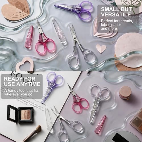 PAFASON Small Travel Craft Scissors Set Straight Curved Precision Tip All Purpose for Scrapbooking Quilting Sewing Knitting Embroidery Cross Stitch Crochet Thread Yarn Paper Detail Cutting Safety Case - style: Modern