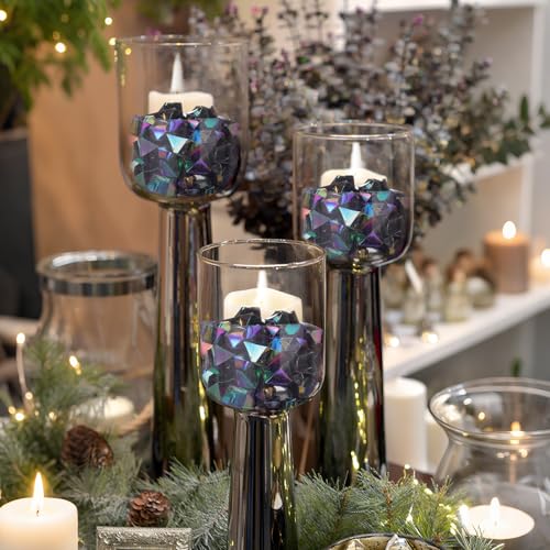 Syhood 570 Pcs 5 Sizes Iridescent Black Fake Crushed Ice Rocks Plastic Black Purple Acrylic Crystal Gems Diamonds Jewels Marble for Vase Fillers Decoration Wedding Table Scattering Halloween Decor - color: Iridescent Black